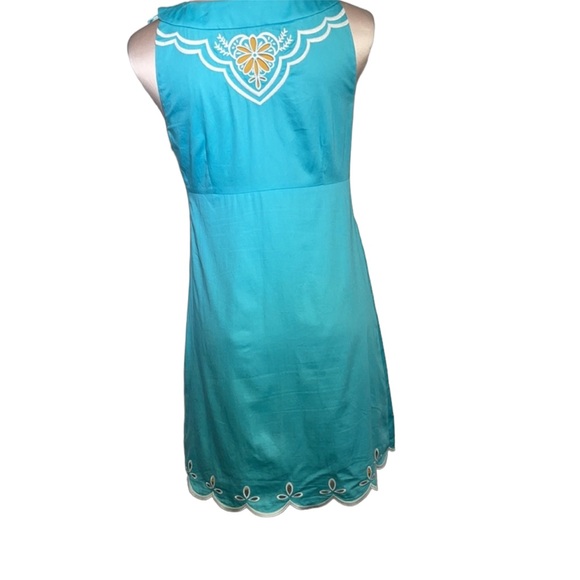 Lilly Pulitzer aqua dress with white stitching. Yellow underneath. Size 4 - Picture 6 of 12